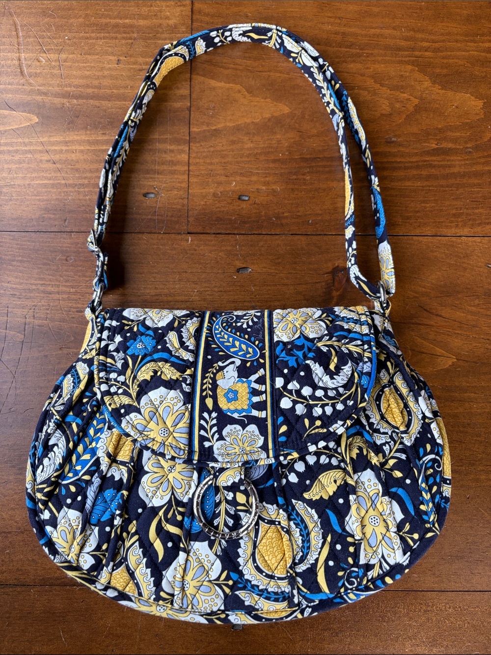 Vera Bradley Ellie Blue Shoulder Bag Elephant In Pattern